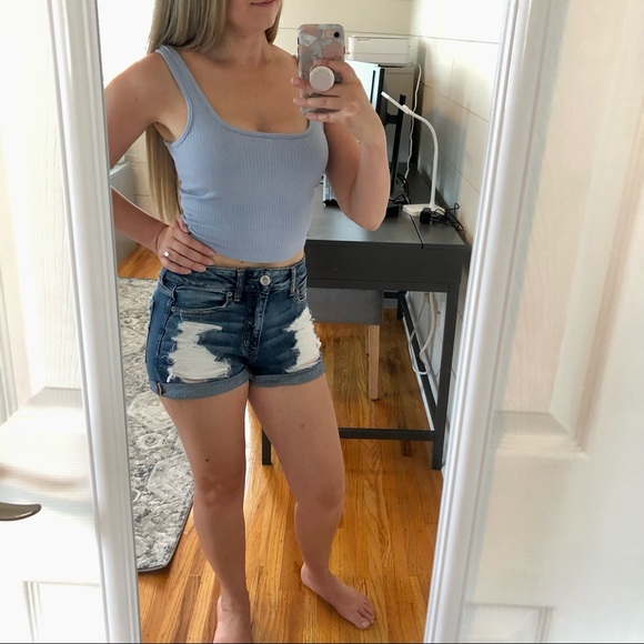 American Eagle Outfitters Pants - American Eagle Stretch High-Rise Denim Shortie Shorts